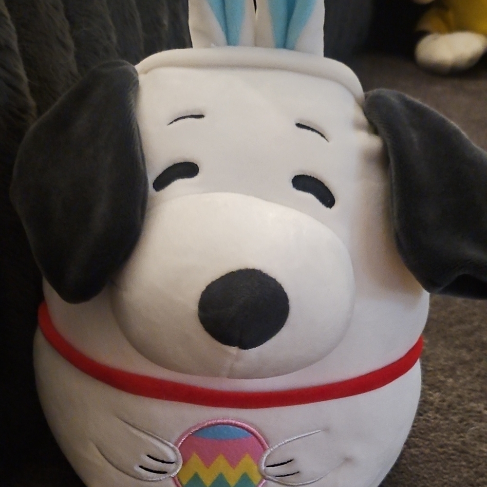 Plush Dog Toy with Black and White Design